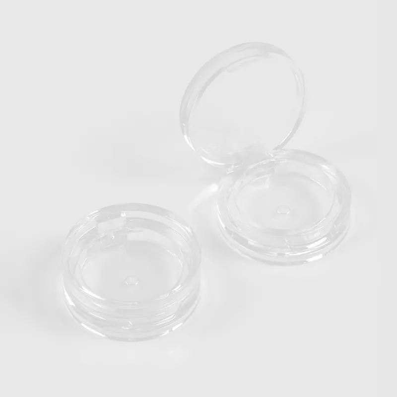 Klar liten pressad pulverkompaktförpackning